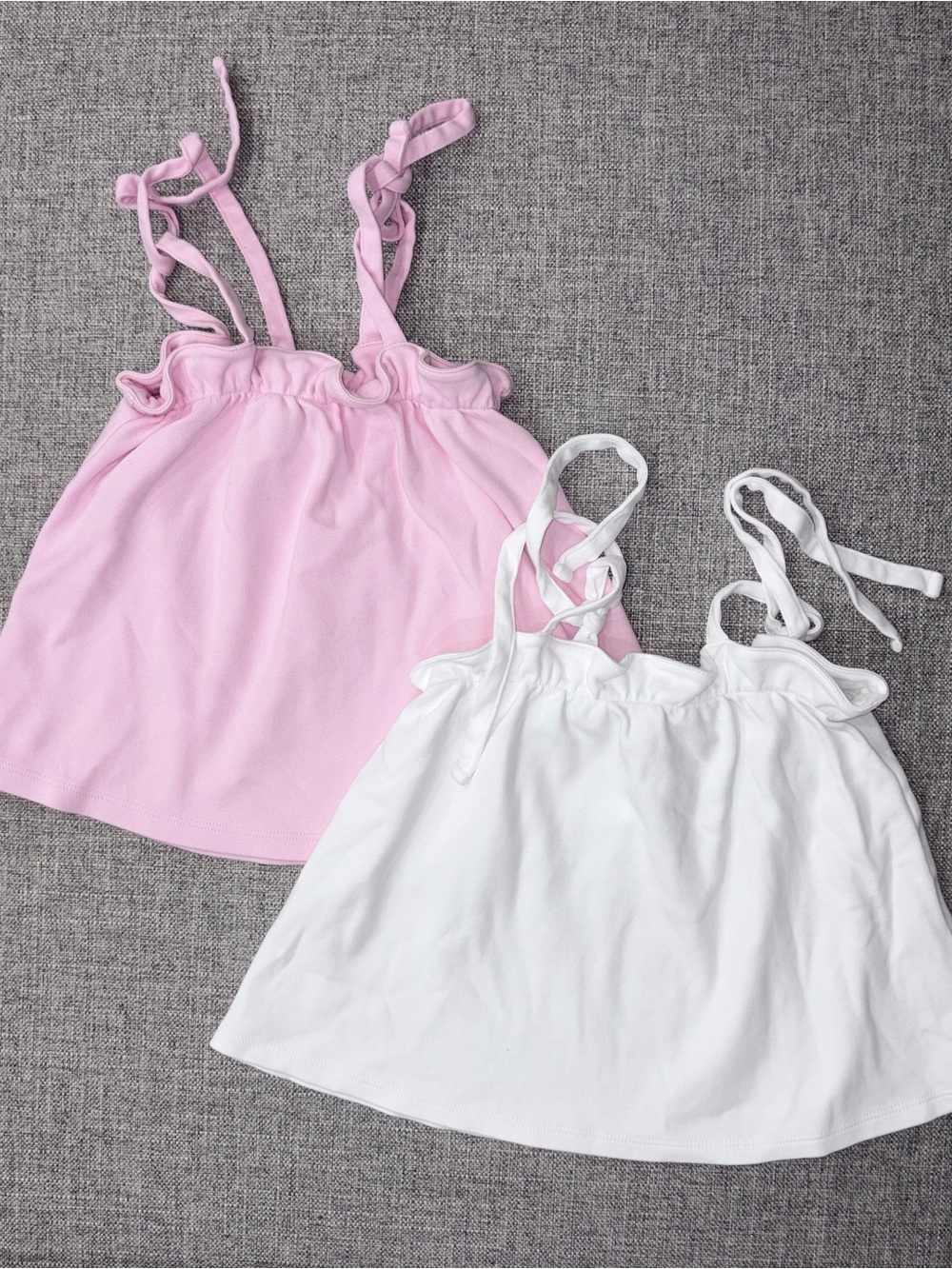 The Beaufort Bonnet Company Pink & White Tie-Shoulder Tank Tops
